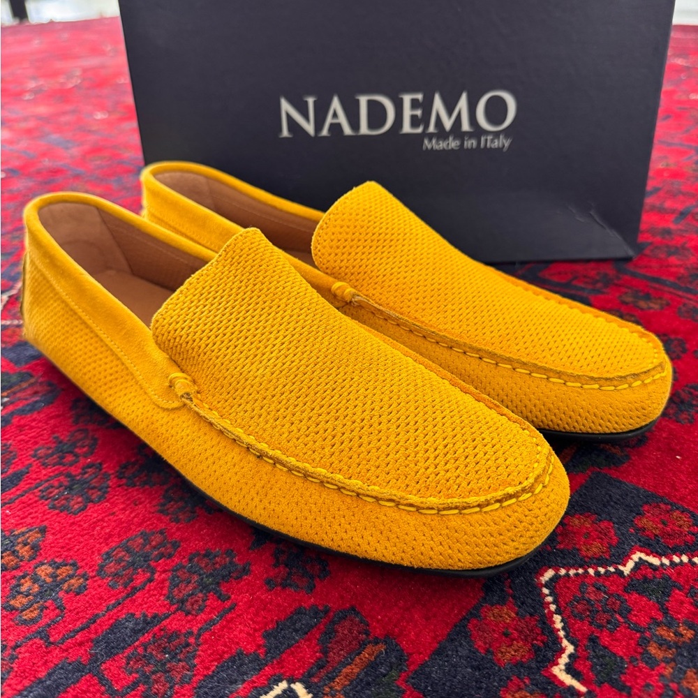 Nademo Yellow Suede Men's Loafers made in Italy size 12